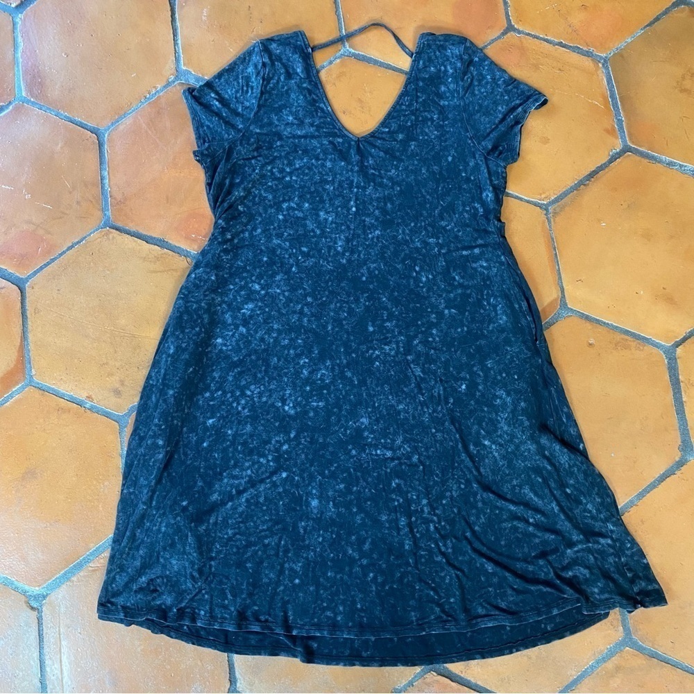 Torrid Plus 2 2X Super Soft Knit Mini Trapeze Dress Gray Tie Dye Stretch Pockets - Picture 6 of 8